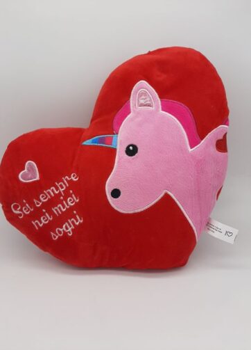 Cuscino a cuore con unicorno