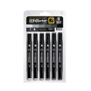 Pennarello ad alcool - set 6 tonalità grigio - DM MARKER