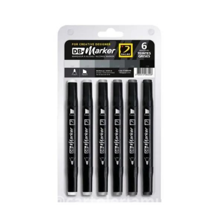 Pennarello ad alcool - set 6 tonalità grigio - DM MARKER