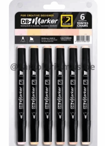 Pennarello ad alcool - set 6 tonalità rosa - pelle/carne - DM MARKER