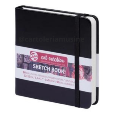 Sketch Notebook Talens 12x12 cm Nero | 80 Fogli Avorio 140g con Elastico