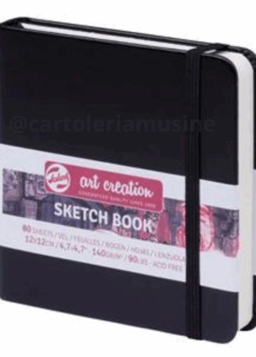 Sketch Notebook Talens 12x12 cm Nero | 80 Fogli Avorio 140g con Elastico