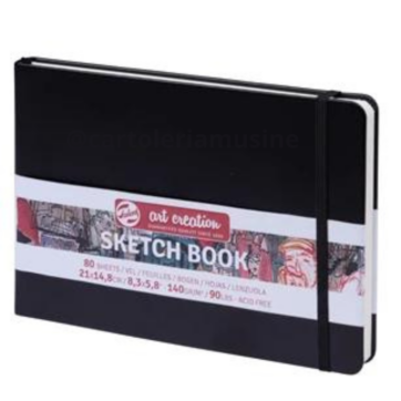 Sketch Notebook Panorama 21x15 cm Nero | 80 Fogli Avorio 140g con Elastico