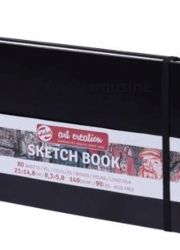 Sketch Notebook Panorama 21x15 cm Nero | 80 Fogli Avorio 140g con Elastico