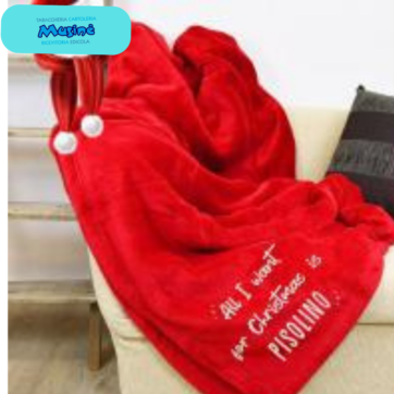 COPERTA RICAMATA PLAID RICAMATO IN PILE  PISOLINO