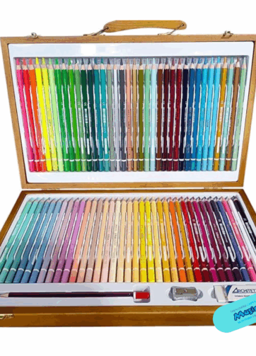 TINTA UNITA ART Valigetta in Legno da 72 Pastelli in Legno Mina 4.2 Cm. 34×22