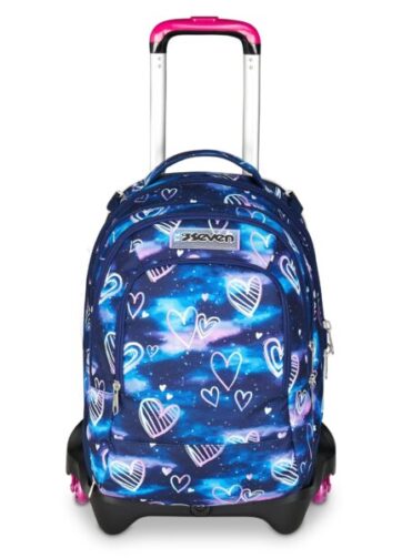 Il Trolley Seven Jack 3 Ruote Detach Gloomy Heart 2025 è resistente, capiente e versatile. Perfetto per la scuola con stile e massima comodità.