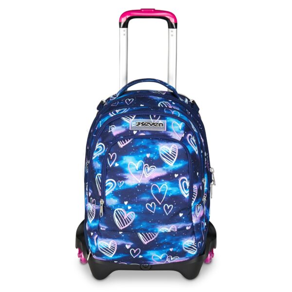 Il Trolley Seven Jack 3 Ruote Detach Gloomy Heart 2025 è resistente, capiente e versatile. Perfetto per la scuola con stile e massima comodità.