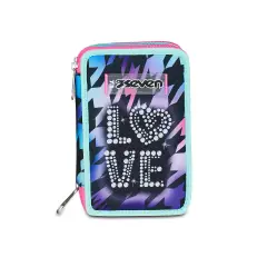 Astuccio Seven 3 Zip Glow Love 2025: super completo, resistente e dal design Glow Love. Tre scomparti con penne, matite e accessori già inclusi, perfetto per la scuola.